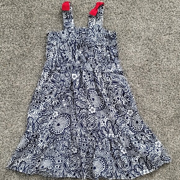 Hartstrings Girls Blue & White Sun Dress with Bows Size 5 - Picture 2 of 7